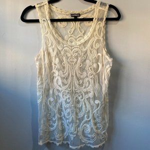 2/$10 Express Cream Lace Detail Tank Top